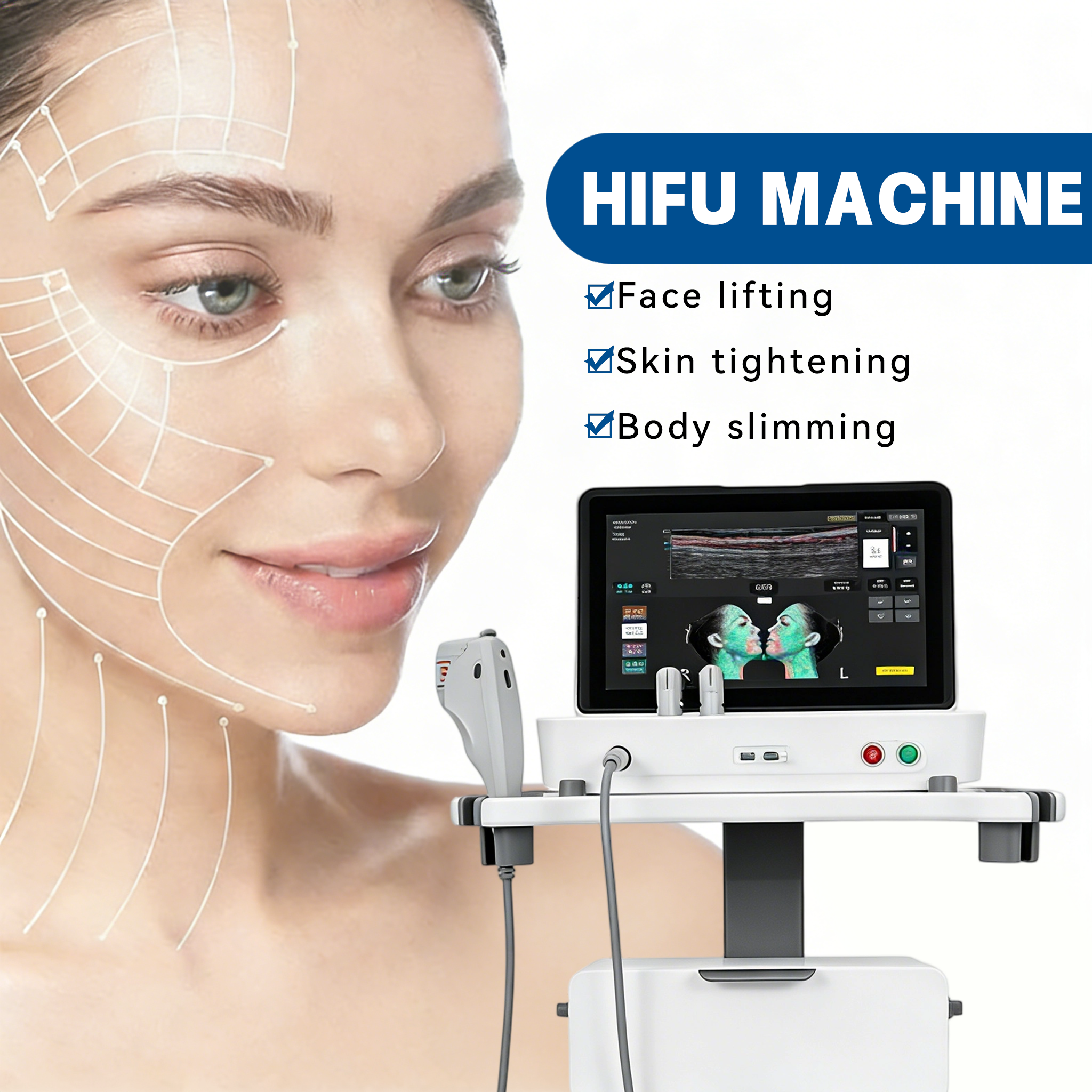 Версия для США Hifu Омоложение кожи второго поколения Новая версия Hefu 2.0 10d Smas 6 Картриджи Удаление морщин Антивозрастная машина