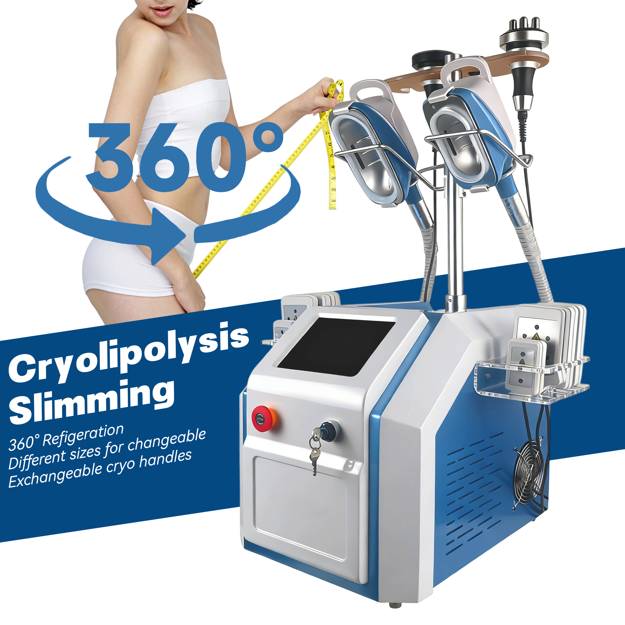 Холодная криотерапия для похудения, 5 ручек, 360 Cryo, машина для похудения, скульптура тела, уменьшение целлюлита, машина для замораживания жира
