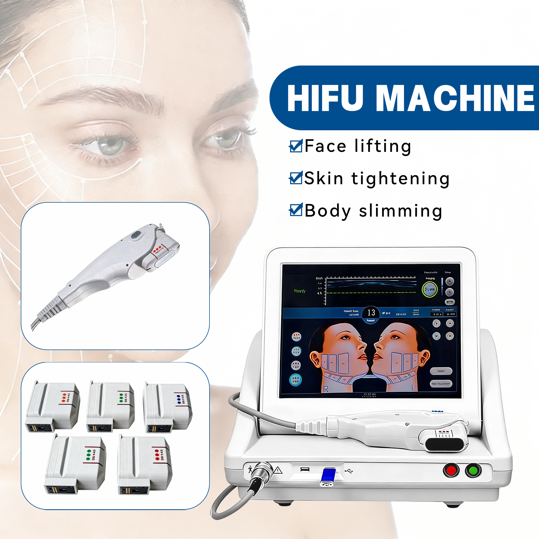 Мини-портативная машина HIFU для домашнего использования 3 в 1 RF EMS ультразвуковое устройство для подтяжки лица омоложение кожи косметическое оборудование
