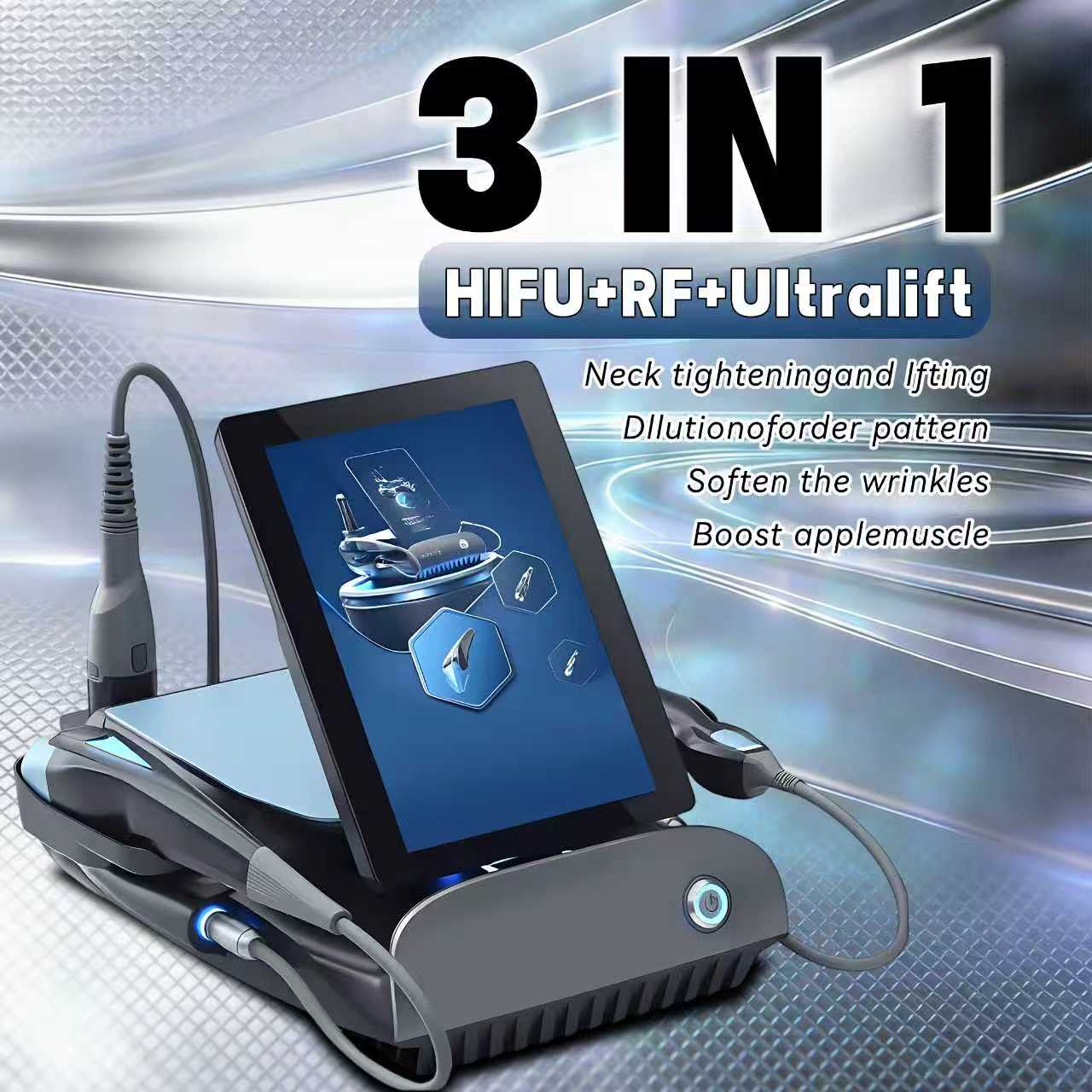 Новейшая профессиональная машина Hifu для коррекции фигуры 3 в 1 для лица и шеи 