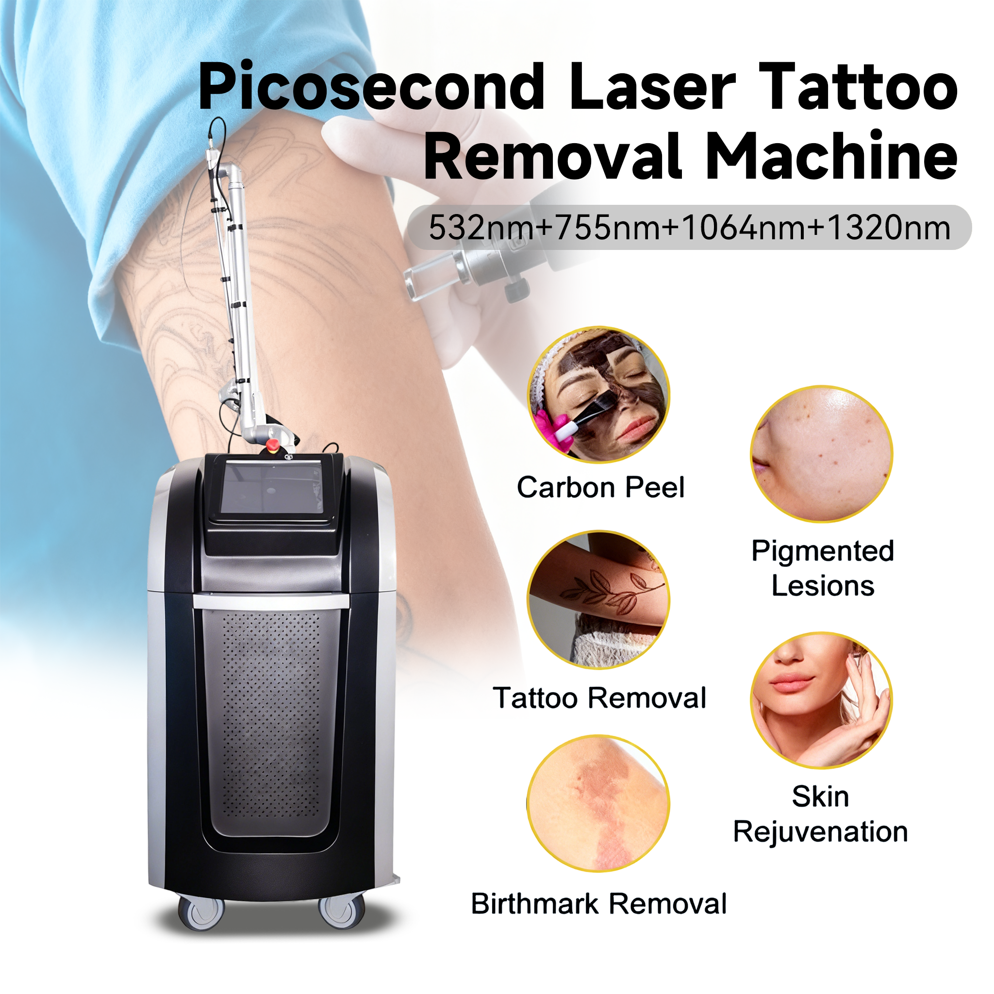  Пико-лазерный аппарат для удаления татуировок Pico Q Switched Nd Yag Laser 