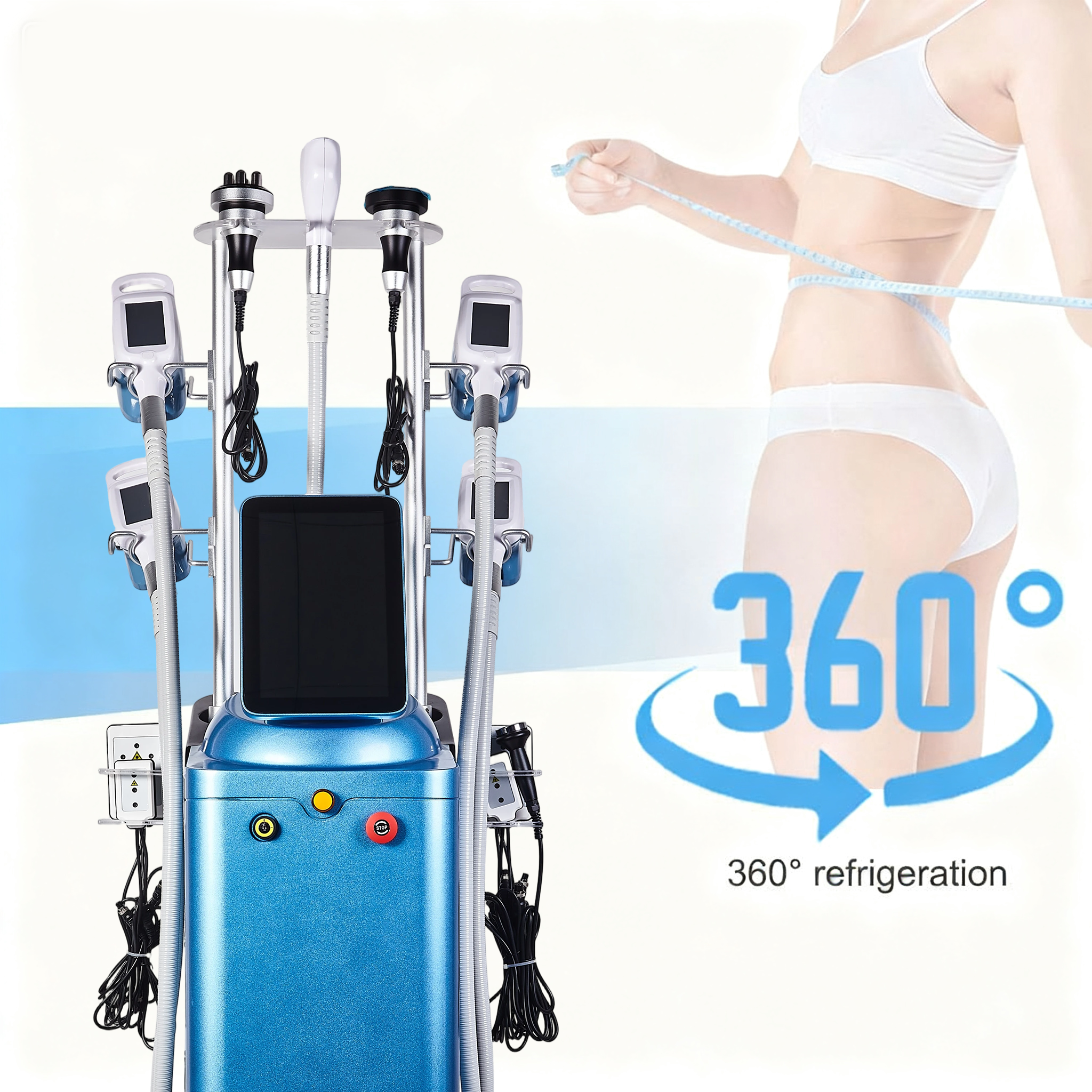 Pro Salon Большой экран 9в1 360 Криокавитация RF Криолиполиз для похудения Крутые машины для скульптурирования тела Замораживание жира Criolipolisi