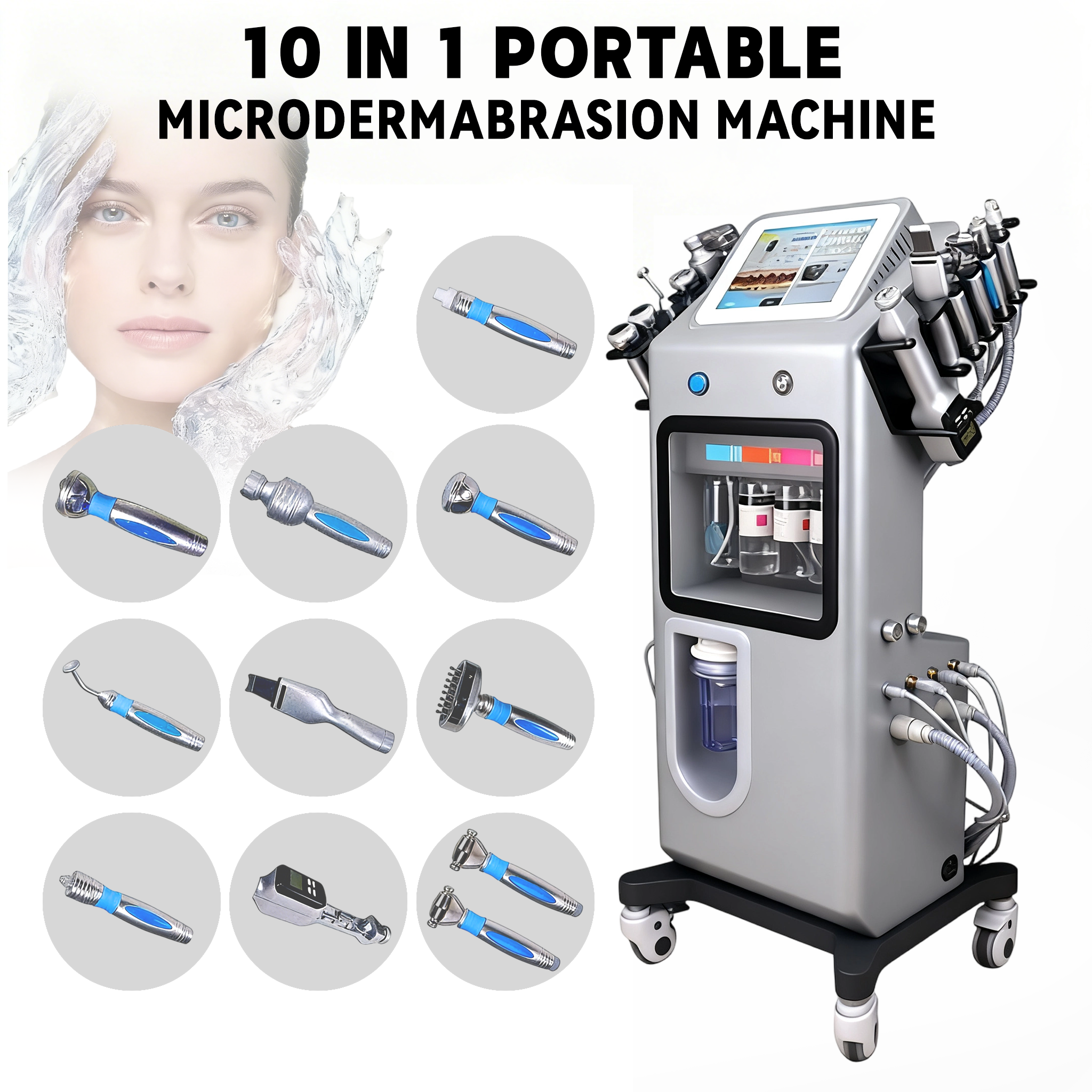 Oxygen Jet Aqua 10 в 1 Уход за кожей Гидродермабразия Hydra Machine Micro Spa Salon Домашнее глубокое очищающее средство для лица