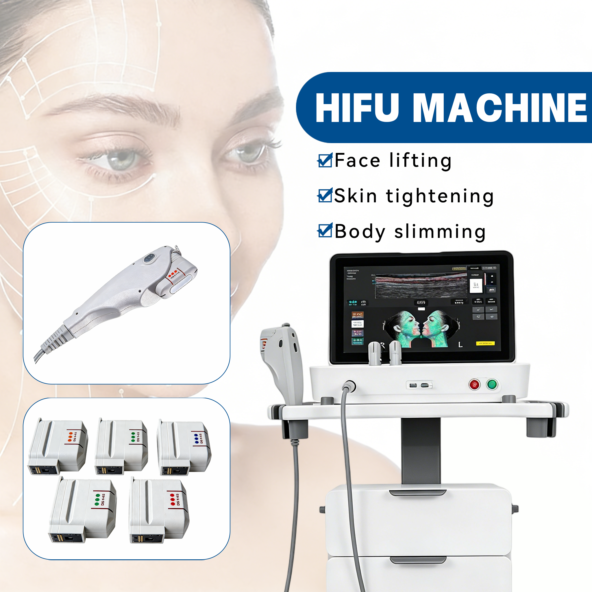 Версия для США Hifu Омоложение кожи второго поколения Новая версия Hefu 2.0 10d Smas 6 Картриджи Удаление морщин Антивозрастная машина