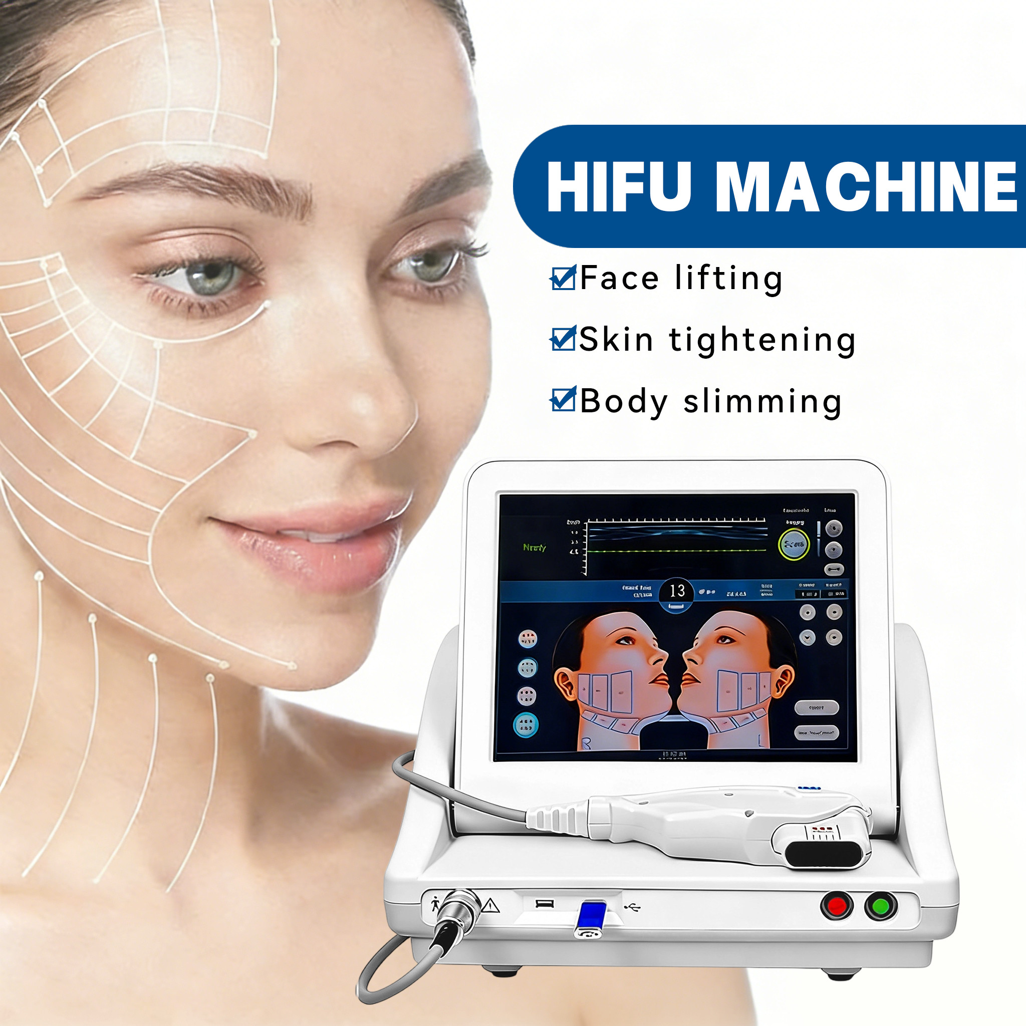 Мини-портативная машина HIFU для домашнего использования 3 в 1 RF EMS ультразвуковое устройство для подтяжки лица омоложение кожи косметическое оборудование